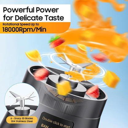 Portable Blender for Smoothies and Shakes - Personal Size Mini Blender with 380Ml Travel Cup, 6 Stainless Steel Blades for Powerful Blending, Fresh Fruit Juicer for Home/Travel, Mother'S Day