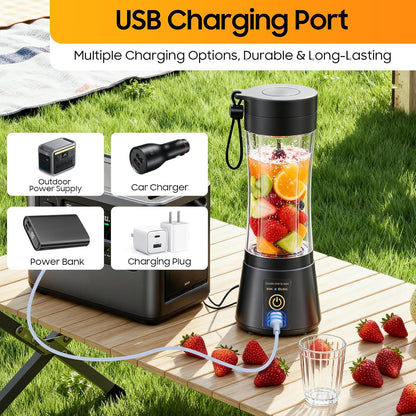 Portable Blender for Smoothies and Shakes - Personal Size Mini Blender with 380Ml Travel Cup, 6 Stainless Steel Blades for Powerful Blending, Fresh Fruit Juicer for Home/Travel, Mother'S Day