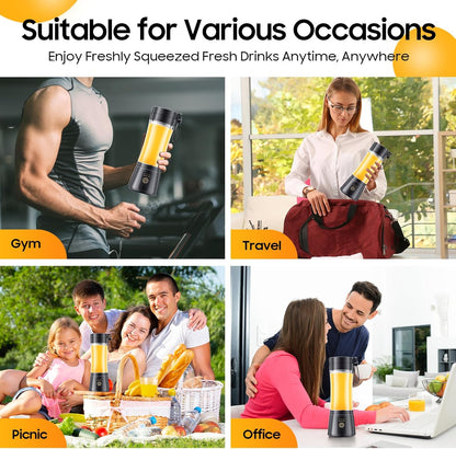 Portable Blender for Smoothies and Shakes - Personal Size Mini Blender with 380Ml Travel Cup, 6 Stainless Steel Blades for Powerful Blending, Fresh Fruit Juicer for Home/Travel, Mother'S Day